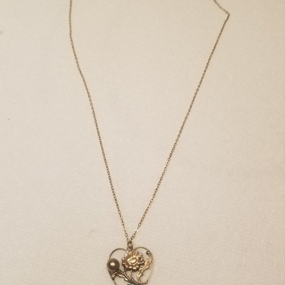 Intricate, signed I. Michelson vtg gold-filled necklace - Picture 2 of 5